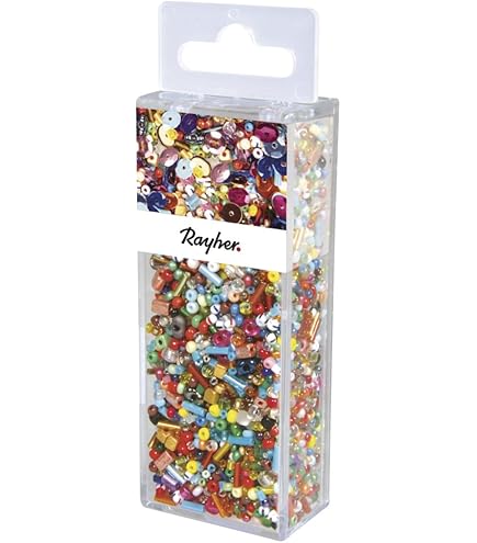 Rayher 14538606 Pailletten-,Glasperlenmix und Draht, 80g Mix u. Draht 50mx0, 3mm, Silber