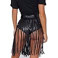 Women's Sequin Tassel Skirts Rave Fringe Hip Scarf for Festival