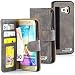 Produktbild Golden Phoenix® ROYAL Lederhülle für Samsung-Galaxy-S6-Edge-Plus in mit abnehmbarem Backcover, Geldfach und Kartenschlitze inkl. Display Schutzfolie - Hülle Tasche in Grau