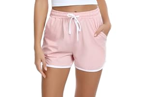 Aseniza Pantalones Cortos Deporte Mujer de Algodón Pantalon Corto Verano para Mujer con Bolsillos para Correr Jogging Running