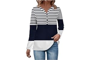 BFTHWY Tops surdimensionnés pour Femmes T Shirts Basiques à Manches Longues et à Boutons, Automne, décontractés, Henley, Chemisier à col en V