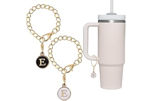 SHANFAA 26 Letter Charm Accessories for Stanley Cup 2PCS Initial Name ID Personalized Handle Charm for Stanley Tumbler