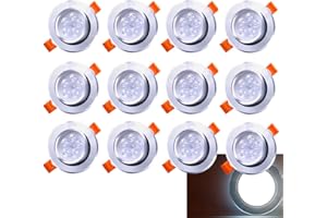 ‎DAROMIGO Daromigo LED Einbaustrahler Spots ultra flach 5W 230V IP20, 420 Lumen 12er Set Kaltweiß 6500K Ausschnitt 80mm,CRI 75,Einbauleuchten Decken Spot,für Schlafzimmer Badezimmer Wohnzimmer [Energieklasse A]