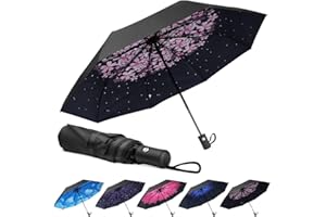 Aolso Parapluie de Voyage, Parapluie Anti-Tempête avec 8 Nervures, Ouverture/Fermeture Automatique, Petit - Compact, Parapluie Portable pour Hommes et Femmes, Parapluie Automatique Coupe-Vent