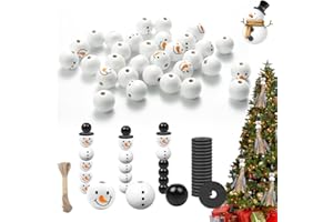 FENYW 240 Stück Schneemann Holzperlen, Weihnachts Holzperlen mit Löchern, Holzperlen mit Gesicht für 60 Sets Schneemänner, 20mm Holzperlen Natur für DIY-Basteleien, Weihnachten, Winter-Dekorationen