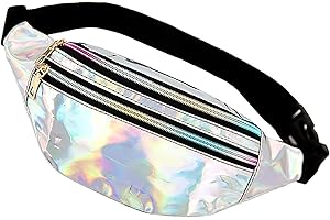 SIMSKY 1 Stück Gürteltasche Kinder Mädchen Bauchtasche Damen Glitzer Modern gürteltasche mädchen Mode Wasserdicht Gürteltasche Dame Jugendliche Sport Travel Bag Festival Für Reise Wandern Silber