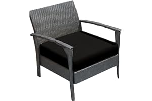 Crescent Textile Outdoor Rattan Chair Seat Pads Cushion Pad Waterproof Material for Garden Furniture Kitchen Dining Living Room Patio Office Coffee Shop Seat Pads (Black, 50 X 50 X 5cm)