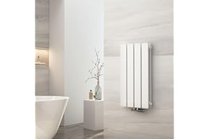 EMKE Heizkörper Flach 600 x 300mm, Flachheizkörper Doppellagig Vertikal Heizkörper Klein Paneelheizkörper Mittelanschluss Weiß 327 Watt