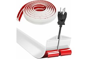 Hengrongshen Cache Cable Sol, Petit Canal de Câble Flexible,5M x 3cm Protege Cable Sol, Goulotte Passe Cable Sol Silicone, Cache Fil Électrique Sol Auto-Adhésif pour Tous Les Câbles(Blanc)