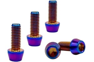 RISON-TITANIUM 5pcs Boulons en Titane de Tige de Vélo, M5 Vis de Potence de Vélo, Vélo Boulons de Tige Fixes s, Vis de Tige de Bicyclette pour MTB Vélo de Route de Montagne