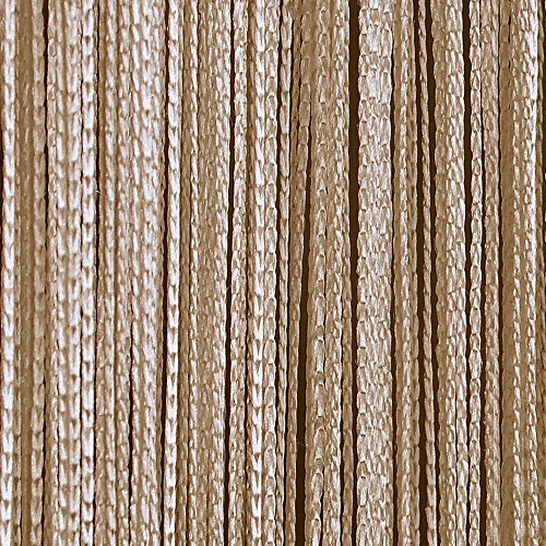 JEMIDI Fadenvorhang Tür Vorhang Gardine Schal Faden Türvorhang Fadengardine in 2 Größen (Beige, 140cm x 250cm)