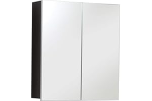 TRENDTEAM SMART LIVING Furnline Szafka z lustrem łazienkowym, biała błyszcząca Sardegna przydymiona srebrna, 60 x 67 x 89 cm