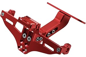 ZHUOWU Universal Moto Soportes de Portamatriculas Matrículas con Lámpara de Licencia señal de Giro Ajustable para MT-03 MT-07 MT-09 MT-10 Duke 125 200 250 390 TMAX530 Z650 Z800 Z900 Z1000 CBR1000RR Rojo