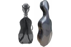 WUQIMUSC Leichter Cellokoffer aus Karbonfaser, 4/4-Größe, Hartschale mit Rollen, Rucksackgurten und gepolsterten Griffen, 3,8 kg, langlebiges, stilvolles Design für Musiker, Schwarz
