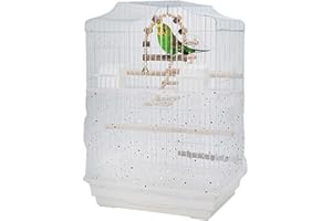 VADO VLTRA Bird Cage Seed Catcher, Bird Cage Net Cover, Stretchy Bird Seed Catcher Birdcage Skirt ylon Mesh Guard for Round Square Cages (White)