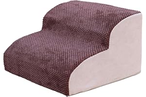 ＡＷＨＡＯ AWHAO - Escalera para perros a 2 escaleras, para perros, sofá de espuma de alta densidad, 25 x 29 x 37 cm, chaqueta extraíble y lavable, rampa lavable para perros grandes, perros pequeños, gatos, café
