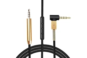 MICMXMO Cavo audio di ricambio compatibile con Bose QC 35, QC25, OE2, ricambio per cavo stereo maschio, 3,5 mm - 2,5 mm, cavo Aux con microfono Controllo del volume per smartphone, 1,5 m