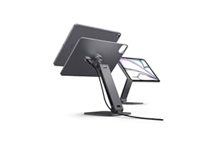 Spigen Magnetische iPad Ladestation, 18W Kabelloses Induktives Ladegerät Ständer 360° Drehbar mit Hochfestes Aluminium & Silikonpolster Kompatibel mit iPad Pro 11" M4 (2024) - Space Grau
