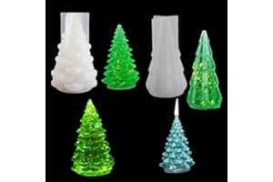 FineInno 2 Pezzi Stampi Resina Natale, Christmas Candle Mold, Stampi Silicone Forma di Albero di Natale per Resina Epossidica, Sapone, Candela, Isomalto
