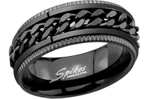 Piersando Herren Ring Biker Edelstahl mit Ketten Motiv Herrenring 8mm Breit