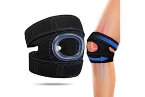 Fefod Ginocchiera Ortopedica, Ginocchiera a Compressione Doppia Rotula con Apertura Rotulea e Imbottiture in Silicone, Tutore Ginocchio Regolabile per Corsa,Sport, Artrite, Tendinite