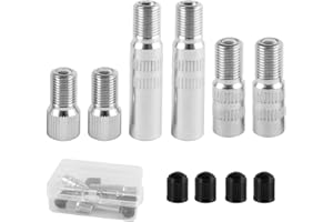 Indrnif 6 Stück Autoventil Verlängerung mit 4 Reifen Ventilkappen Ventilverlängerungen Adapter 20mm,27mm,40mm Ventilverlängerung Autoventil Ventil Verlängerung Adapter für KFZ, Fahrrad, Scooter