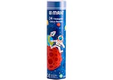 Maxi Triangular Colour Pencils In A Round Metal Tin 24 Colours
