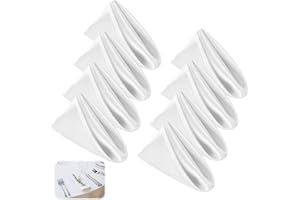JUGCUT 8Pcs White Silky Satin Cloth Napkins Polyester Washable and Reusable Dinner Napkins for Parties Weddings Dinners Hotel Restaurant Event(43cm x 43cm)