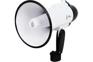 HLLO Mini Megafono 108dB con Sirena, Funzione di Registrazione e Controllo Volume, Bianco