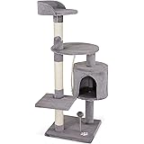 lionto by dibea Kratzbaum Kletterbaum Katzenkratzbaum Katzenbaum Höhe 112 cm Farbe hellgrau