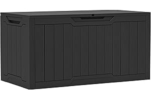 YITAHOME Boîte de rangement en résine de 370 litres, résistante aux intempéries, verrouillable pour l'intérieur et l'extérieur pour fournitures et essentiels, noir