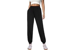 Demegimi Pantaloni Sportivi Donna a Vita Alta Pantaloni della Tuta Donna in Cotone con Tasche Pantaloni Jogger Leggeri per Jogging Fitness Sport Yoga