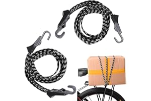 DOULEIN Bicycle Elastic Rope，2 PCS Elastic Bike Strap Adjustable Luggage Strap with Hooks Black Elastic Helmet Strap for Camping Loads on Bicycles House Moving