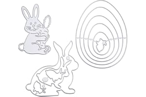 CHINPING 3 pezzi Fustella set di modelli da taglio coniglietti pasquali uova colorate taglio stencil goffratura stampini fustelle per Pasqua diy scrapbooking carte di carta artigianato decorazione