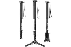Monopod, Moman MA65 Portable Travel Extendable Camera Monopods MA65 Aluminum Alloy with Removable Tripod Stand Base for DSLR Camera Camcorder, Height up to 65 inch, Payload up to 22lbs/10kg, Black