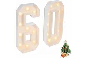 Garbenat LED Zahlen Lampe 60" Nummer Licht 3D Geburtstag Dekoration Lichter Light Up Zahlen mit 20 x LED-Birnen Einfache Montage 100m Groß Zahlendekoration für Geburtstag, Jahrestag Party-60