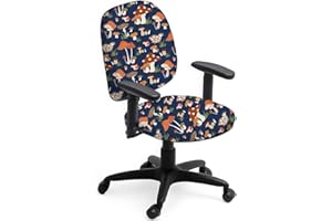 Hobbspring Polyester Office Chair Cover 2pcs Mushroom Plant Print Chair Covers Stretchable Chair Covers Anti-Dust Chair Protective Slipcover for Universal Desk Rotating Chair,Computer Chair