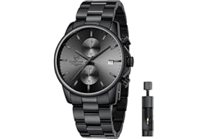 AFFUTE Herrenuhren mit lässiger wasserdichter Chronographen Quarzuhr aus Edelstahl und Metall, Auto Date in farbenfrohen Zeigern