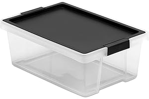 Tatay Caja Almacenaje Multiusos con Tapa, 7L de Capacidad, con Asas, Tapa PP Reciclada, Transparente, Libre de BPA, Negro. Medidas 25 x 36 x 13 cm