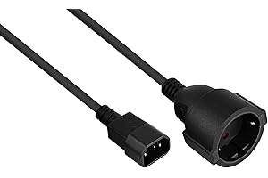 kabelmeister Power Cable/Adaptor Cable UPS IEC Plug C14 to Earthing Contact Socket Type F, Black, 0.5 m