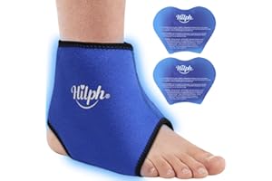 Hilph® Opakowanie chłodzące do urazów kostek i stóp, terapia gorącym zimnem do kostek z 2 żelowymi wkładami chłodzącymi do skręcenia, obrzęku, urazów ścięgna Achillesa, pasuje do lewej i prawej stopy