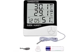 Digital Hygrometer Thermometer, Mengshen Indoor & Outdoor Temperature Humidity Monitor, Home Office Temp Humidity Gauge Meter - LCD Display, Battery Included - TH03