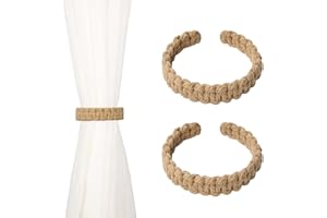 ASOMI Paquete de 2 alzapaños de cuerda de yute natural, estilo rústico, alzapaños decorativos para cortinas para el hogar y la oficina