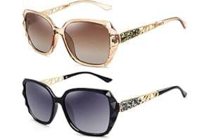 ANDOILT Gafas de Sol Polarizadas de gran Tamaño para Mujer con Marco Compuesto Brillante Clásico para Señoras