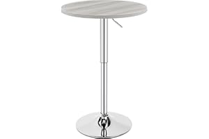 Yaheetech Round Bar Table for Cocktail Bar Home Bar Pub Coffee Tea Dining Bistro Table, Grey