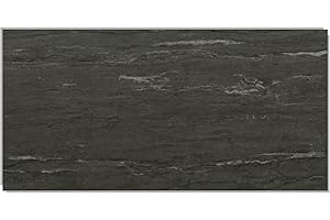 IZODEKOR Panneau mural SPC - Aspect béton et pierre naturelle - Gris foncé - 60 x 120 cm - 1 pièce - Résistant à l'eau - Résistant à la chaleur - Protection anti-éclaboussures - Revêtement mural en