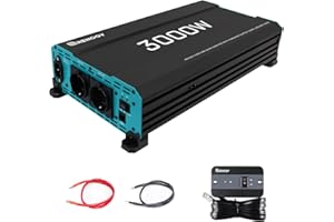 Renogy 3000W/6000W 12V zu 230V Reiner Sinus-Wechselrichter mit Netzvorrangschaltung, 12v auf 230v Spannungswandler mit 2 Europäische Steckdose für Haushaltsgeräten Wohnmobile, LKW, Boote, Camping