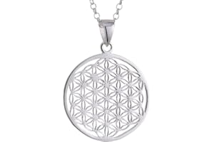 Vinani Anhänger Lebensblume Blume des Lebens Mandala klein mit Erbskette Sterling Silber 925 Kette Italien ALB-T