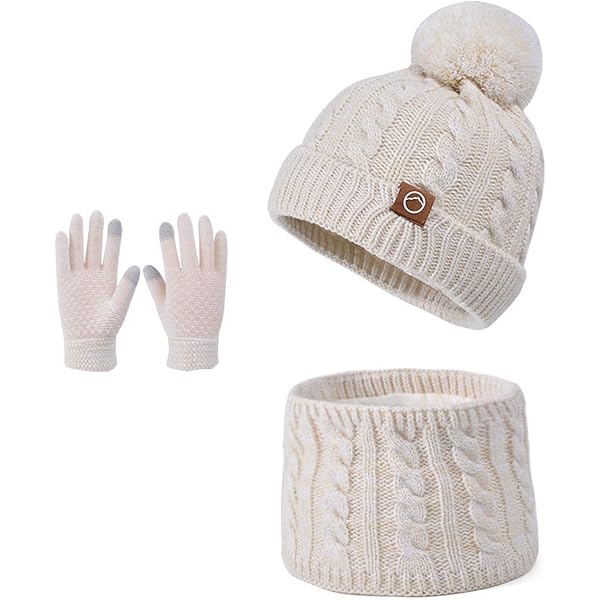 Bekecidi Ensemble Bonnet Echarpe Gant pour Enfants, 3 en 1 Hiver Tricoté Tour de Cou Chaud Gants Bonnet avec Doublure Épaisse, Hiver Bonnets Snood Bekecidi Ensemble Bonnet Echarpe Gant pour Enfants, 3 en 1 Hiver Tricoté Tour de Cou Chaud Gants Bonnet avec Doublure Épaisse, Hiver Bonnets Snood