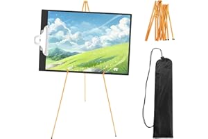 BESTYIJO 160cm Cavalletto Pittura, Cavalletto Per Esposizione Artista, Treppiede Cavalletto Pittura Pieghevole, Per Matrimonio, Poster, Pittura, Mostra, Festa (Alluminio-Oro)